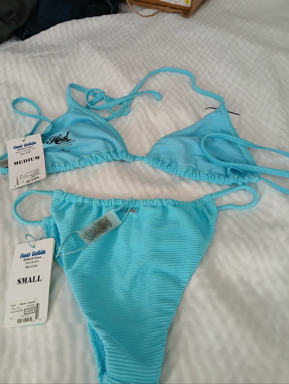 Heat Swim Women’s Aqua Ribbed Triangle Bikini Set